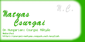matyas csurgai business card